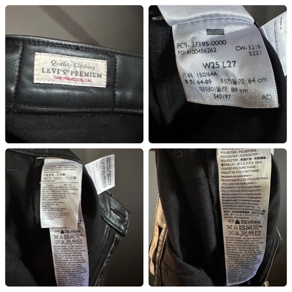 Levi's Jeans Black Ribcage Premium Straight Faux Leather Ankle Pants Size 25 - Picture 10 of 10